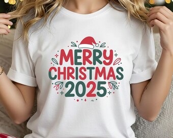 Merry Christmas 2025 SVG, Holiday Clipart, Shirt Design (Cut File)