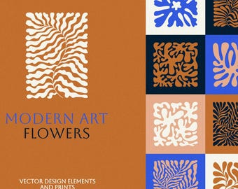 Groovy Flower Clipart, Retro Floral Vector Illustrations, Hippie Graphics, SVG PNG EPS, Seamless Patterns
