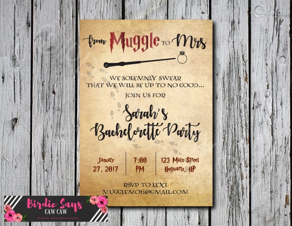 Harry Potter Bridal Shower - Wedding Shower Invitation - From Muggle to Mrs. Harry Potter Bridal Shower , Digital Printable Invitations Il_570xn