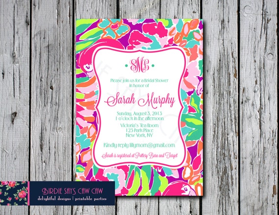 lilly pulitzer baby shower invitations