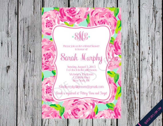 Lilly Pulitzer Bridal Shower Invitation First Impression Inspired Monogram (Graduation, Baby Shower, Birthday, Sweet sixteen) Il_570xn