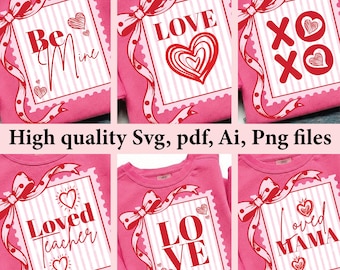 Coquette Be Mine Postage Stamp SVG, Valentine’s Day Love SVG, XOXO Sublimation Design, Love Is in the Air, Romantic Digital Download