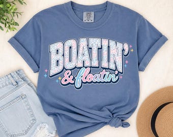 Boat & Floatin PNG: Lake Life Summer Shirt Design, Leopard Varsity Typography Graphic, Beach Vacation Sublimation Digital Download