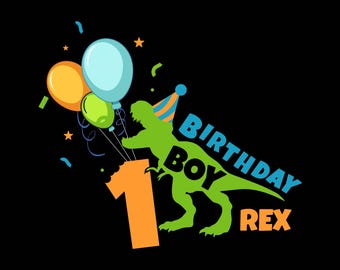 Dinosaur 1st Birthday Boy SVG, T-Rex Shirt Design (Digital Download)