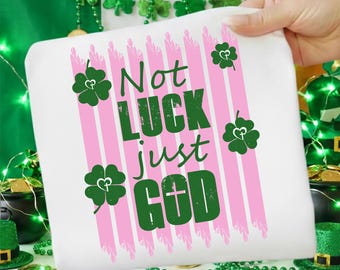 Christian St Patrick's Day PNG, Not Luck Just God Clover, Retro Shamrock (Digital Download)