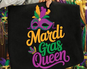 Mardi Gras Queen SVG, Louisiana Map, Fat Tuesday Design (Digital Download)