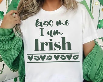 Kiss Me I'm Irish SVG, St Patrick's Day Clover Design (Digital Download)