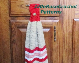 Crochet Hanging Dishtowel Pattern, EcoFriendly Hanging Dishtowel, Striped Hanging Dishtowel Crochet Pattern, Shower Gift, PDF 504