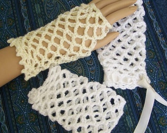 Crochet Glove Pattern, Open Weave Fingerless Gloves, Wrist Length Gloves, PDF102