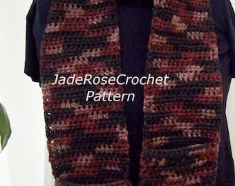 Crochet Pocket Scarf Pattern, Easy Unisex Crochet Scarf Pattern PDF221