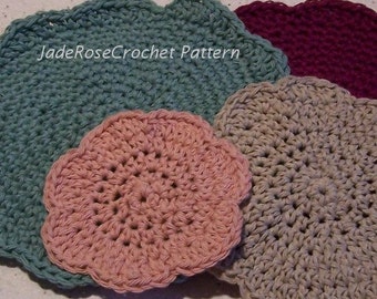 Crochet Doily Pattern, Dish Cloths, Flower Doilies, Potholders Three Sizes PDF501