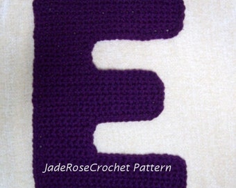 Crochet Letters Patterns E Appliques and 3D Decorative Accent Pillows in 5 Sizes