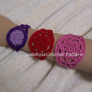 Crochet Flower Bracelet Pattern, Crochet Mandala Bracelet Pattern, Crochet Flower Cuff Pattern, Crochet Mandala Cuff Pattern, PDF 601