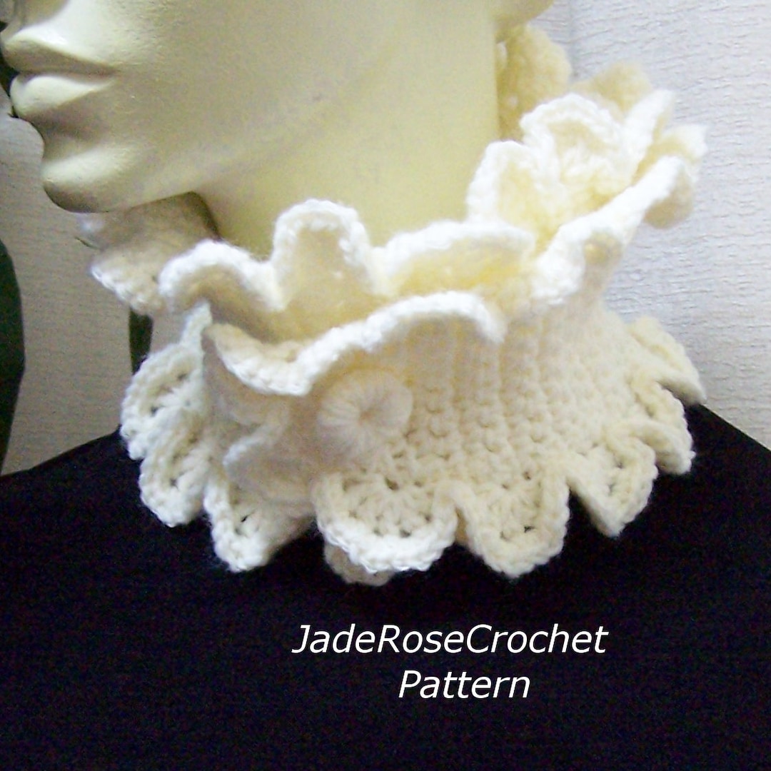 Ruffled Scarf Crochet Pattern, Buttoned Neckwarmer, Ruffled Cowl ...
