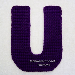 Crochet Letters Patterns U 3D Accent Pillow Alphabet Applique in 5 Sizes image 1