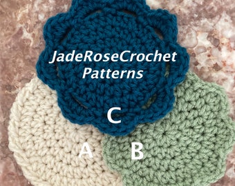 Patrón de posavasos de crochet, Patrón de posavasos de mandala de crochet, Patrón de posavasos de flores de crochet, Posavasos fáciles, Patrón de posavasos grueso PDF525