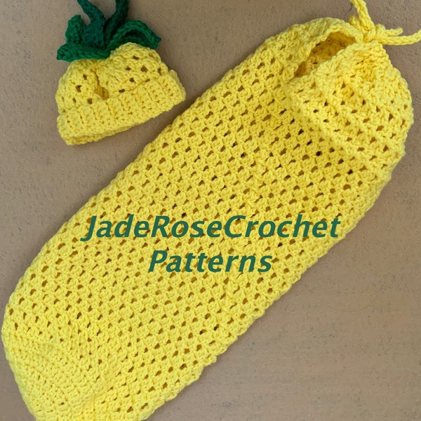 Pineapple Cocoon and Hat, Pineapple Photo Prop Crochet Pattern, Newborn, Newborn Photo Prop, Newborn Pineapple, PDF423