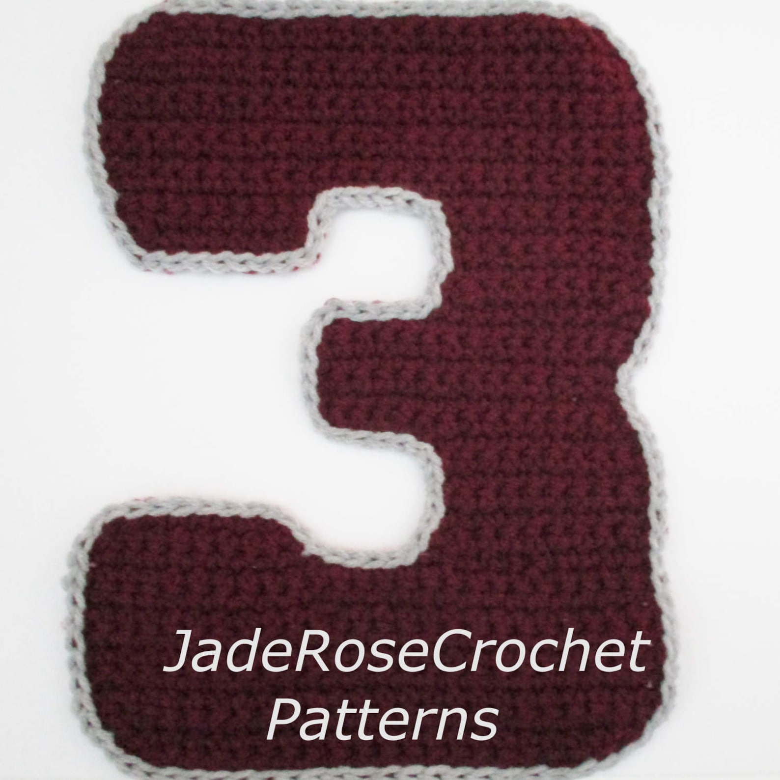Number 3 Pillow Crochet Pattern Number Applique 3D Accent Etsy
