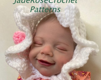 Crochet Baby Bonnet Pattern, Easy Newborn Hat (PDF Pattern)