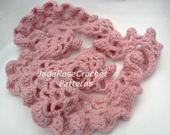 Crochet Scarf Pattern, Ruffled Skinny Scarf Crochet Pattern, Long PDF217