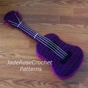 Ukulele Crochet Pattern, Guitar Crochet Pattern, Life SIze Concert Ukulele, Crochet Acoustic Guitar Pillow, PDF5300 image 1
