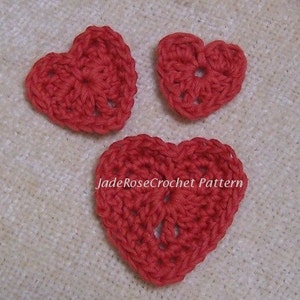 Crochet Heart Pattern, Stuffed Heart, Plus 3 Heart Appliques, Three Small Hearts PDF302