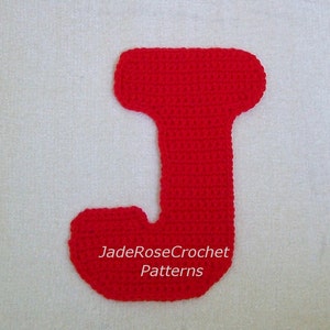 Padrões de Letras em Crochê J Apliques e Almofadas Decorativas 3D em 5 Tamanhos