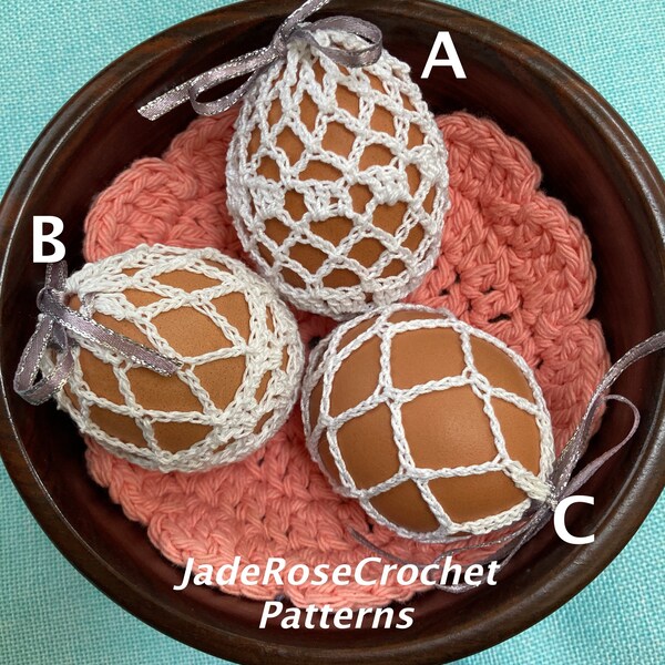 Crochet Lace Egg Cover Patterns, Instructions for 3 Lace Egg Covers, Easter Egg Cover Crochet Pattern PDF714