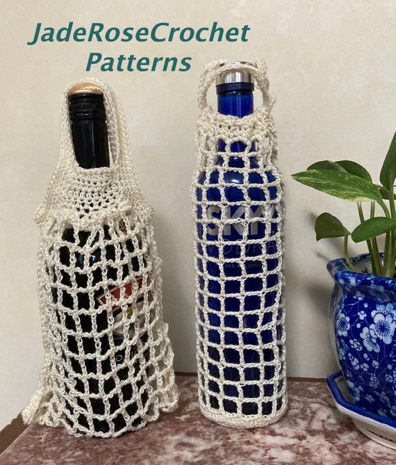 Crochet wine bottle bag sale