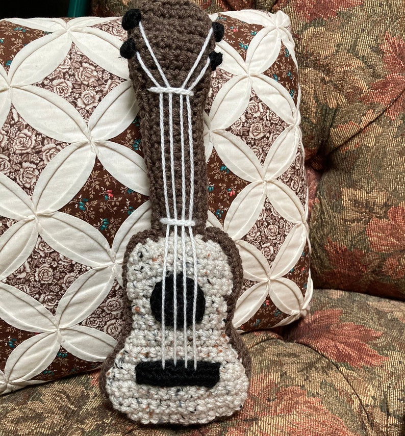 Ukulele Crochet Pattern, Guitar Crochet Pattern, Life SIze Concert Ukulele, Crochet Acoustic Guitar Pillow, PDF5300 image 3