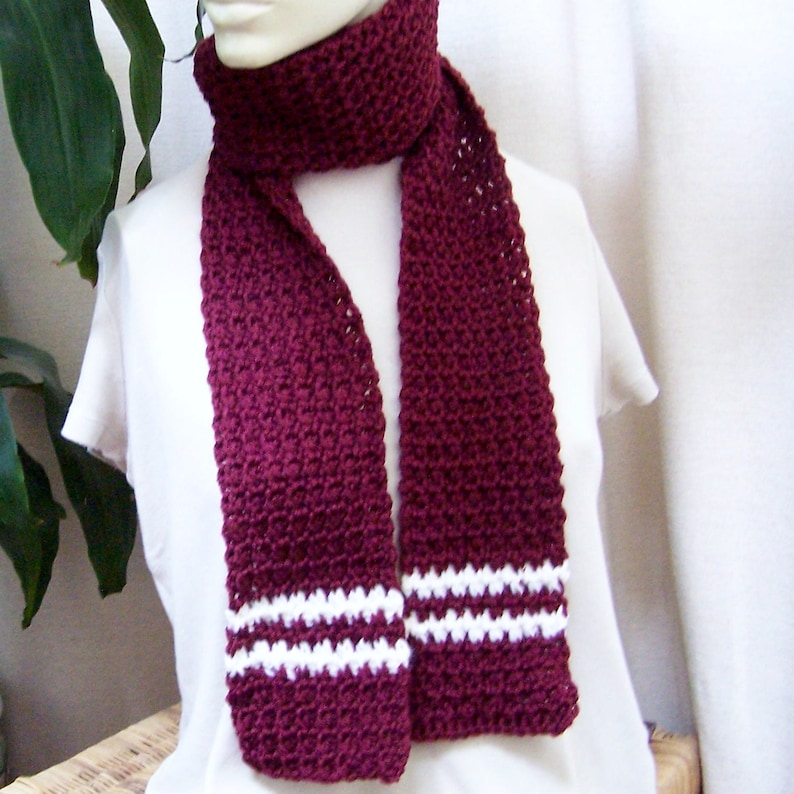 Crochet Scarf Pattern, Easy Striped Scarf, Unisex Scarf Pattern, Team Scarf, Team Colors PDF216 image 2