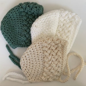 Newborn Baby Bonnet, Baby Bonnet, Handmade Newborn Baby Hat, 0 - 4 months, Free US Shipping