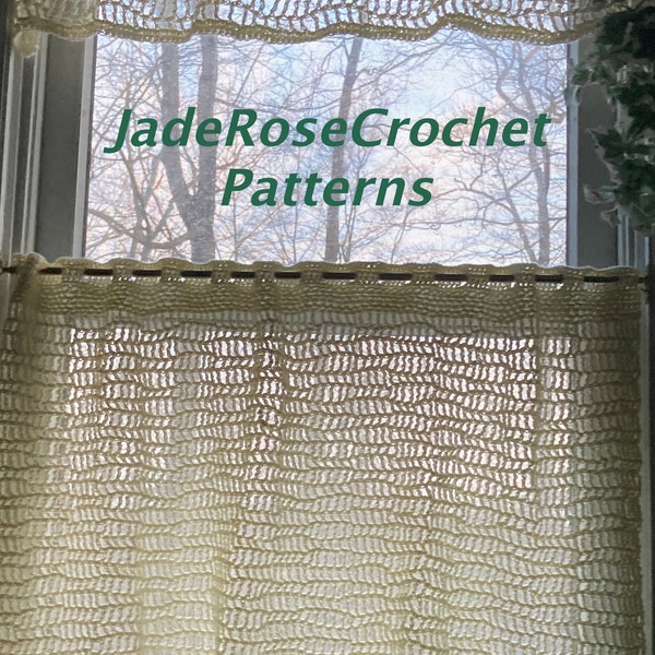 Gentle Breeze Curtain Crochet Pattern, Cafe Curtain Crochet Pattern, Bathroom Curtain, Curtain for Small Window, Attic Curtain, PDF519