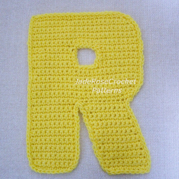 Crochet Letters Pattern R Alphabet Appliques and 3D Accent Pillows in 5 Sizes