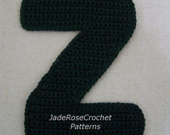 Crochet Letter Patterns - Z Alphabet Appliques and 3D Pillows in 5 Sizes