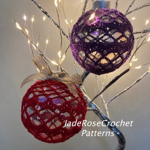 Christmas Ball Covers Crochet Pattern, 2 Ornament Covers, Christmas Tree Decorations, Christmas Bauble Covers for 2-1/2 inch Balls, PDF712