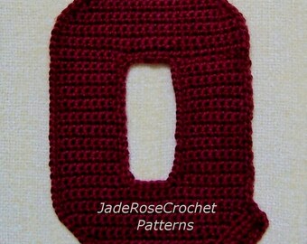 Crochet Letters Patterns Q 3D Accent Pillow Capital Q Alphabet Decorative Appliques  in 5 Sizes