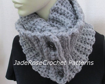 Crochet Scarf Pattern Plush Buttoned Infinity Scarf Unisex Double and Triple Wrap PDF231