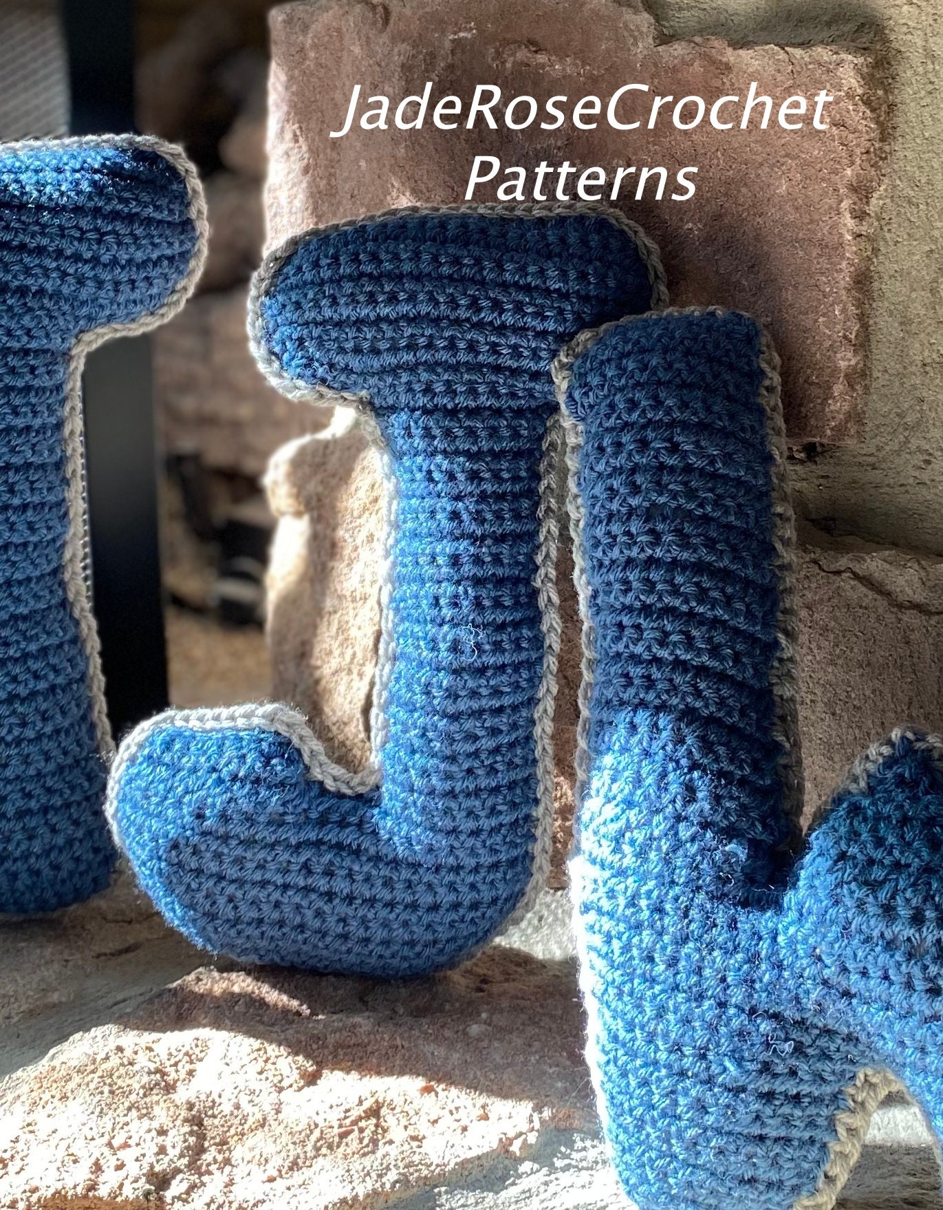 Crochet Letters Patterns J Appliques and 3D Decorative Pillows in 5 ...