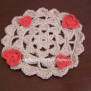 Crocheted Doily Pattern, Crochet Pattern Decor, Crochet Heart Doily, Crochet Heart Decor, PDF507 image 1