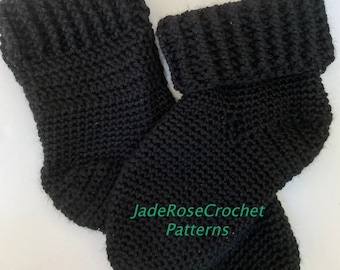 Crochet Slippers Pattern, Slipper Sock Crochet Pattern, Slipper with Fold Down Cuff PDF752