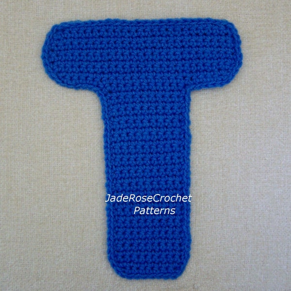 Crochet Letters Patterns T  3D Accent Pillow Alphabet Applique in 5 Sizes