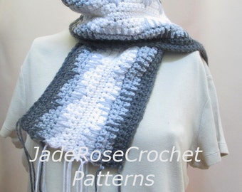 Crochet Scarf Pattern, Neutral Colors Crochet Scarf Pattern, Diamond Pattern Crochet Scarf, Unisex Crochet Scarf Pattern PDF239