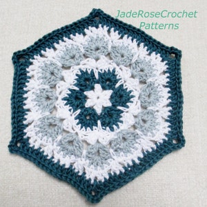 Crochet Pattern, Hexagon, Afghan Block, or Trivet, African Flower, Flore Pleno in full blossom PDF801 image 2