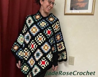 Granny Square Poncho Pattern, Crochet Poncho Pattern, Granny Square Crochet Poncho Pattern, Download PDF 2122