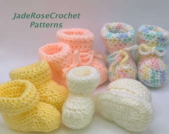 Quickie Cuffed Baby Booties Crochet Pattern, Premie - 8 months Booties Crochet Pattern, Baby Booties with Roll Down Cuff PDF420