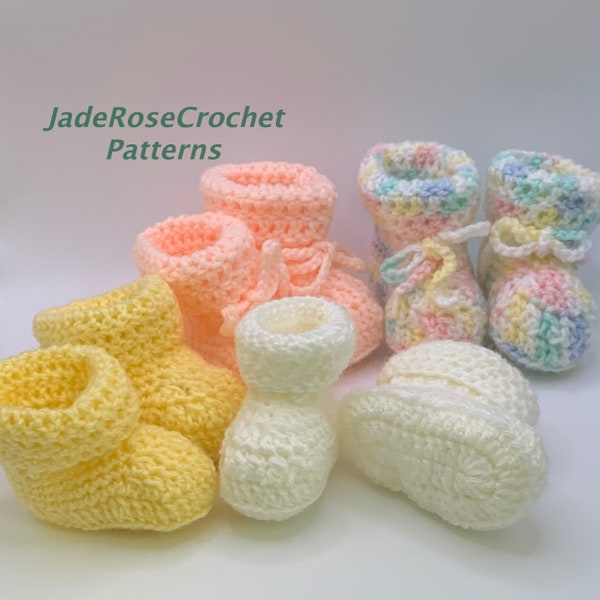 Quickie Cuffed Baby Booties Crochet Pattern, Premie - 8 months Booties Crochet Pattern, Baby Booties with Roll Down Cuff PDF420