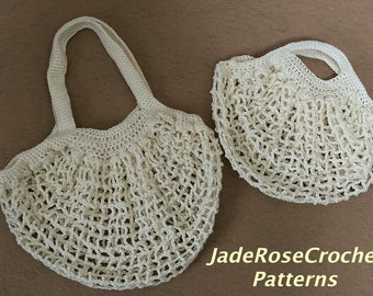 Patrón de crochet para bolsa de mercado francesa, mediana, pequeña, patrón de crochet para porta biberones, bolsas de red para el mercado, bolso bandolera para personas mayores y discapacitadas PDF 522