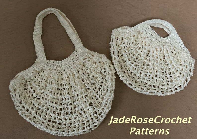 French Market Bag Crochet Pattern, Medium, Small, Bottle Cradle Crochet Pattern, Net Market Bags, Sling Bag for Seniors, Disabled PDF 522 image 1