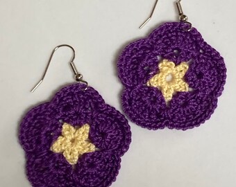 African Flower Earrings, African Violet Earrings, Gift for Her, Free US Shipping